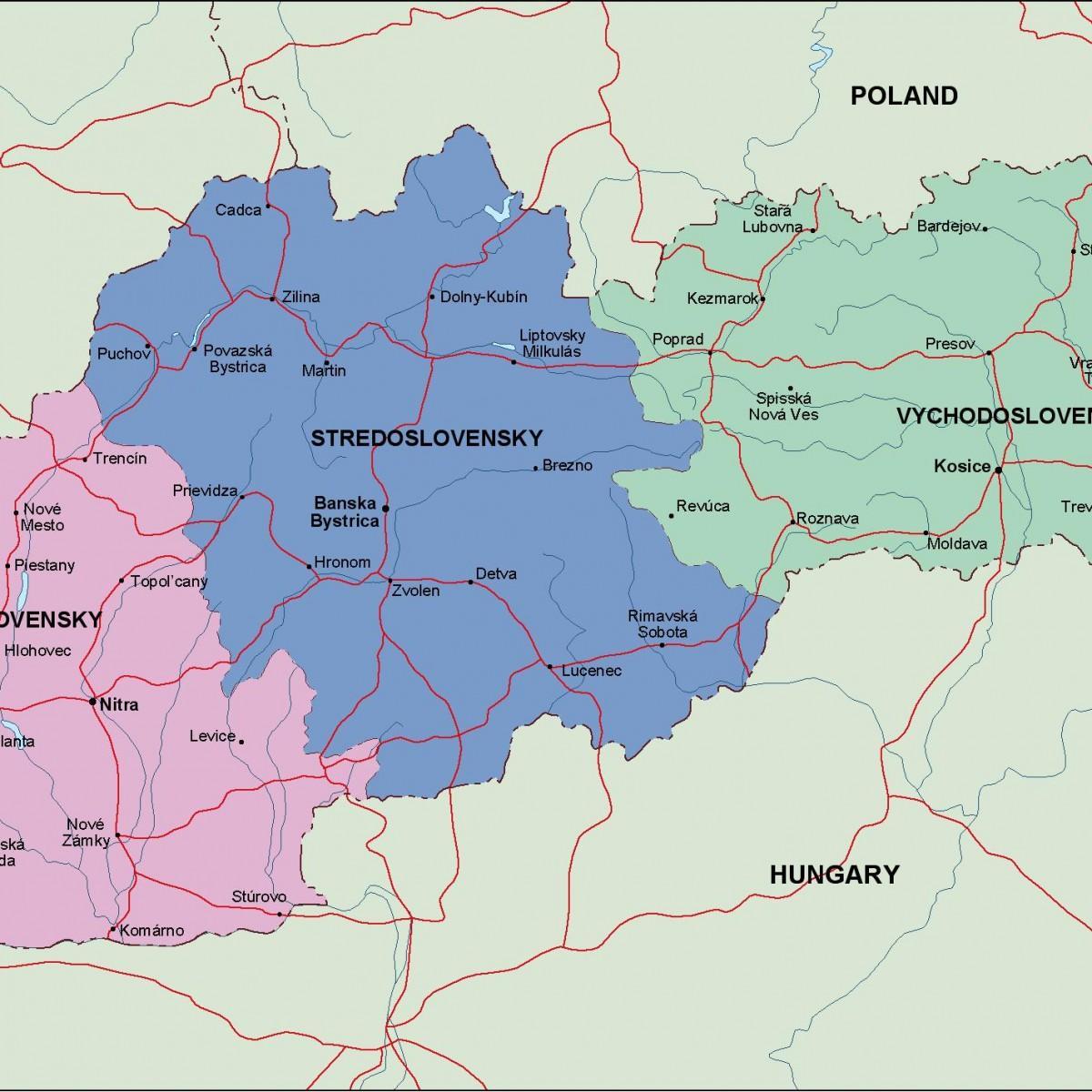 kaart van Slowakije politieke