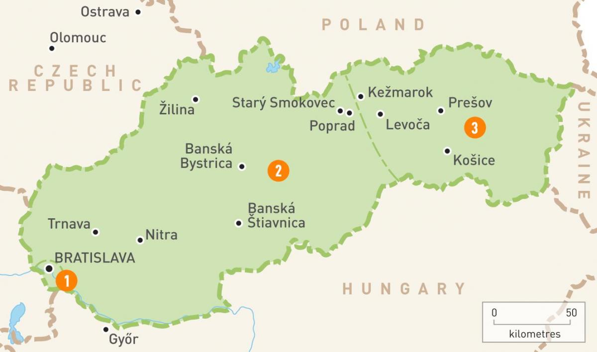 kaart van Slowakije regio ' s