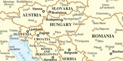 Kaart Slowakije omringende landen