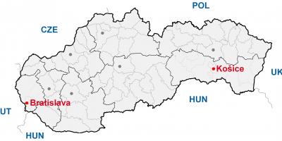 Kaart van kosice Slowakije